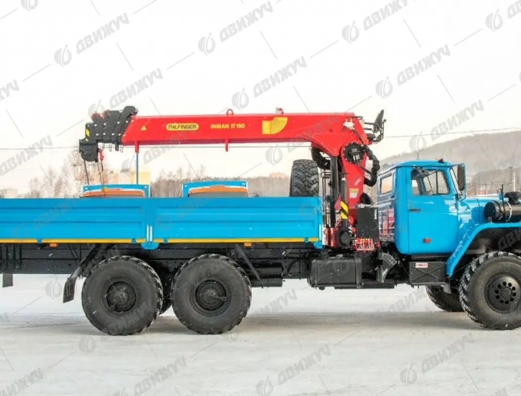 Бортовой Урал 4320 (капотный) с КМУ  ИТ-150 (тросовый)