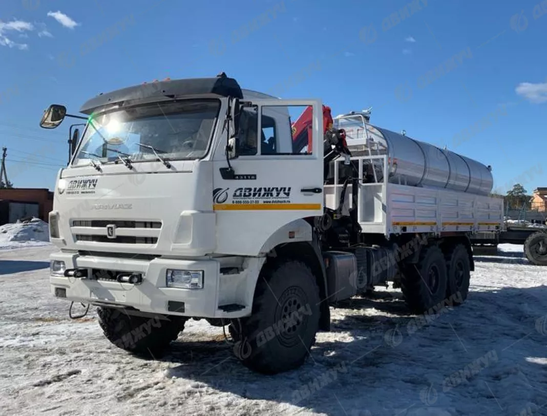 Бортовой КАМАЗ 43118-50 с КМУ PALFINGER РК 6500А + автоцистерна АЦПТ с насосом