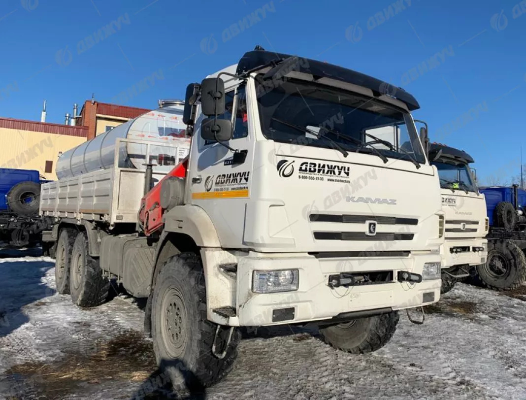 Бортовой КАМАЗ 43118-50 с КМУ PALFINGER РК 6500А + автоцистерна АЦПТ с насосом