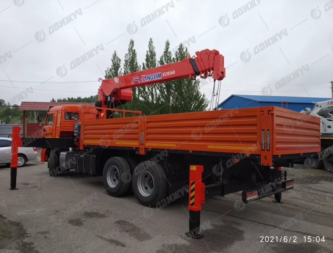 Бортовой автомобиль с КМУ Kanglim 1256GII, на шасси КАМАЗ – 65115-50