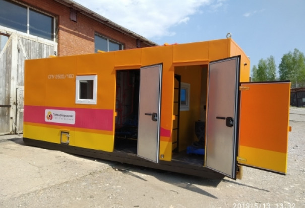 ППУ стационарная на санях  СПУ 2500/160 с отсеком для дизель-генератора